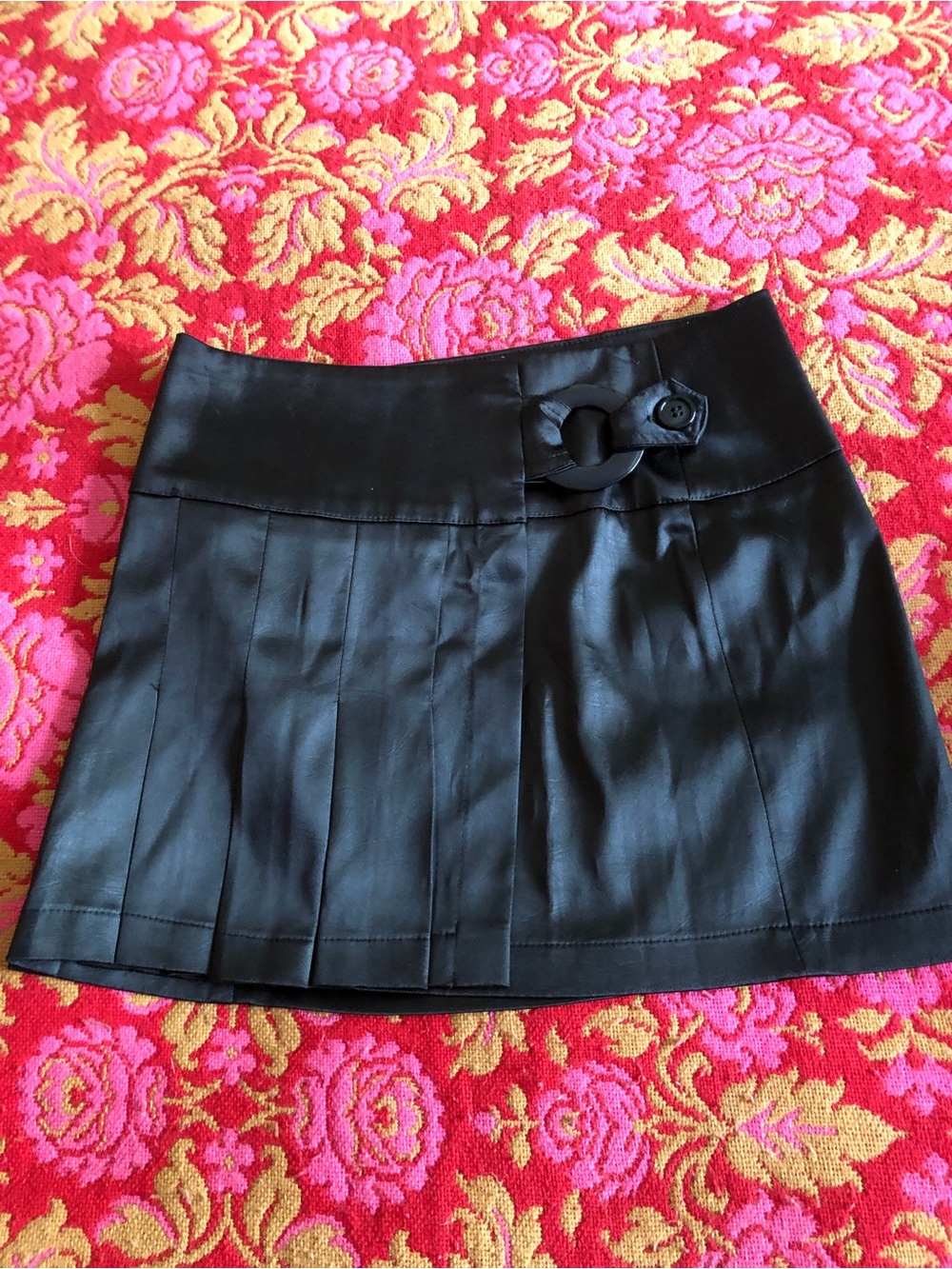 Sharagano Black Satin Deco Skirt